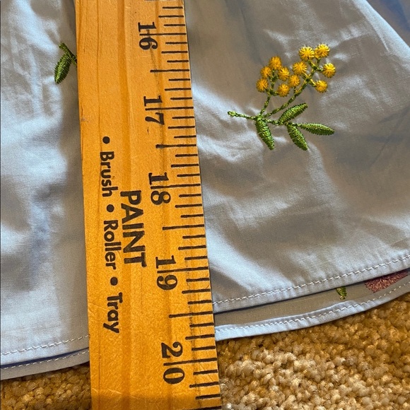 ENGLISH FACTORY Floral Embroidered Puff Slv Babydoll Powder Blue Multi XS *flaw - Picture 8 of 16